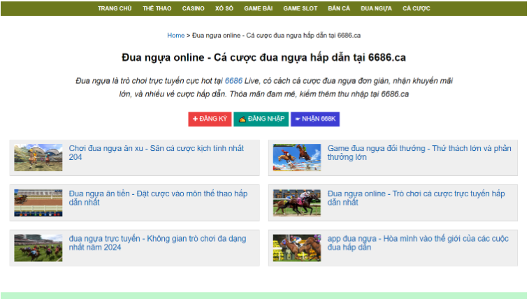 Các đặc điểm thu hút của trò đua ngựa ăn xu trên 6686 - 6686vn Live